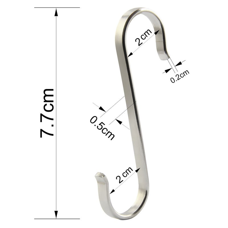 RuiLing 12-Pack Size Medium Flat S Hooks Heavy-Duty Genuine Solid 304 Stainless Steel S Shaped Hanging Hooks,Kitchen Spoon Pan Pot Hanging Hooks Hangers Multiple uses. - Image 3